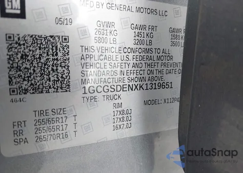 2019 Chevrolet Colorado Z71 из США, поврежденный, VIN 1GCGSDENXK1319651